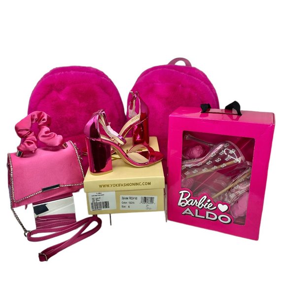 Ankle Strap Metallic Hot Pink Dress Block Heel Sandals Size 6 NEW NWT - Picture 9 of 9